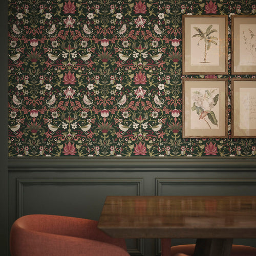 Garden Visitors Wallpaper in Guava on Castleton Green