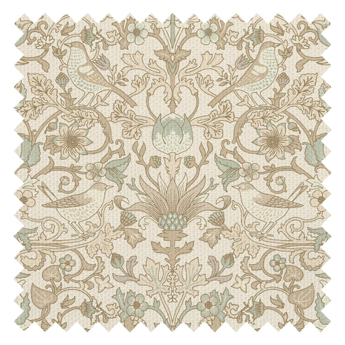 Garden Visitors Fabric in Toffee and Sage on Biscuit