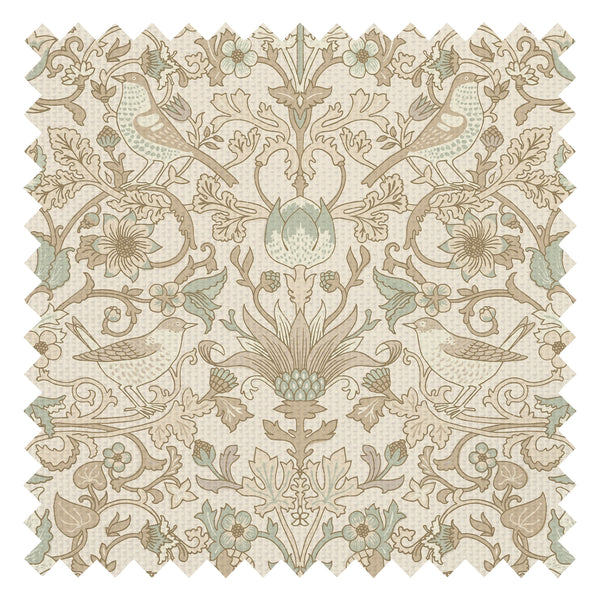 Garden Visitors Fabric in Toffee and Sage on Biscuit