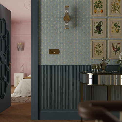 Gatsby Wallpaper in Mineral and Vintage Gold