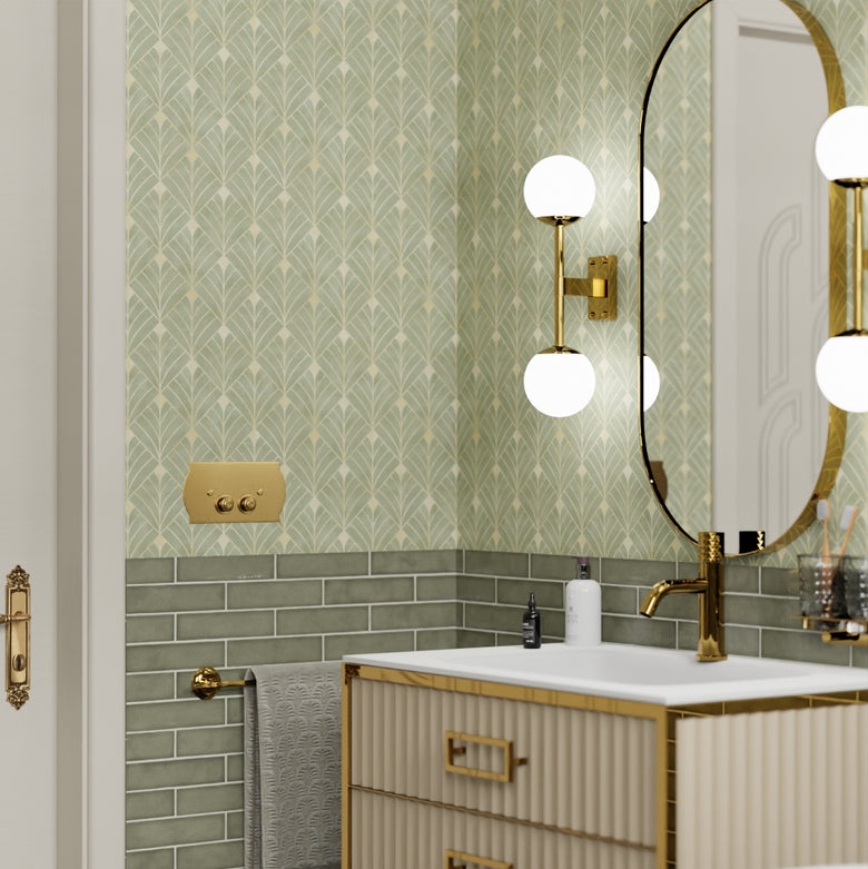 Gatsby Wallpaper in Olive and Vintage Gold