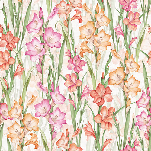 Gladioli Wallpaper in Summer Pinks and Oranges