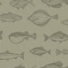 Gone Fishing Wallpaper in Warm Grey
