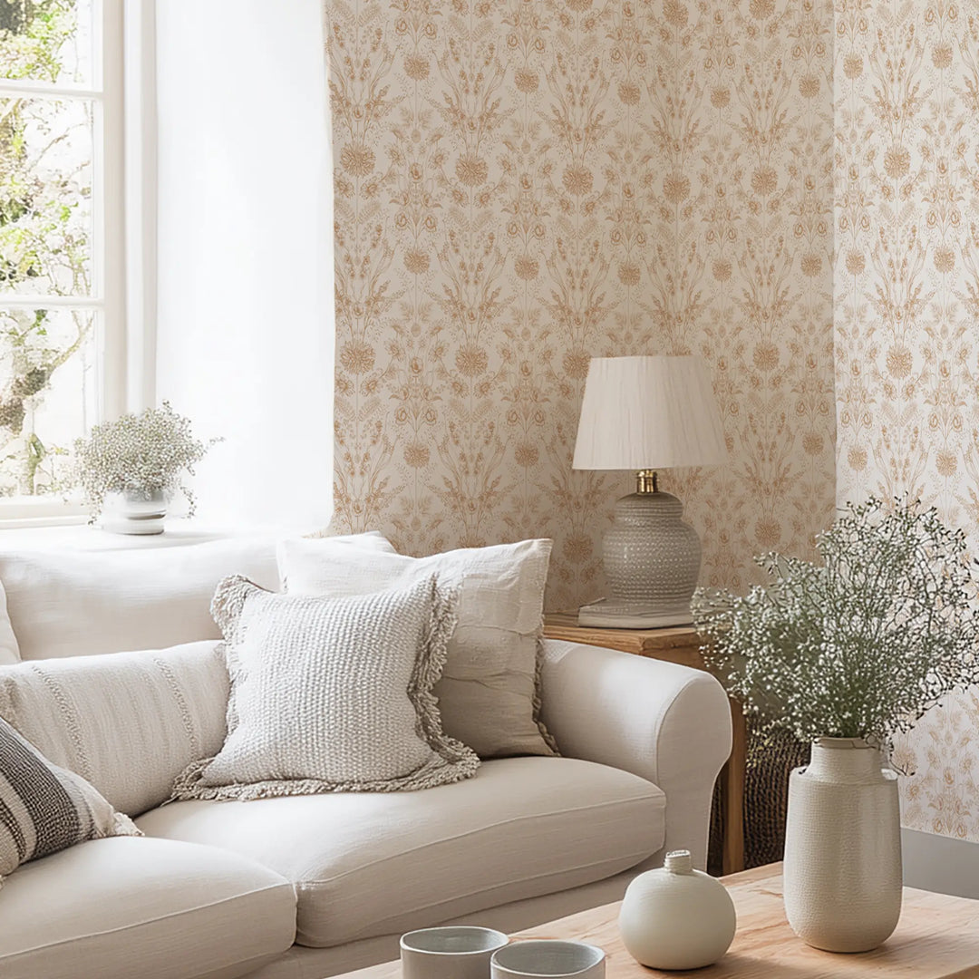 Grace Wallpaper in Light Terracotta on Windsor Cream
