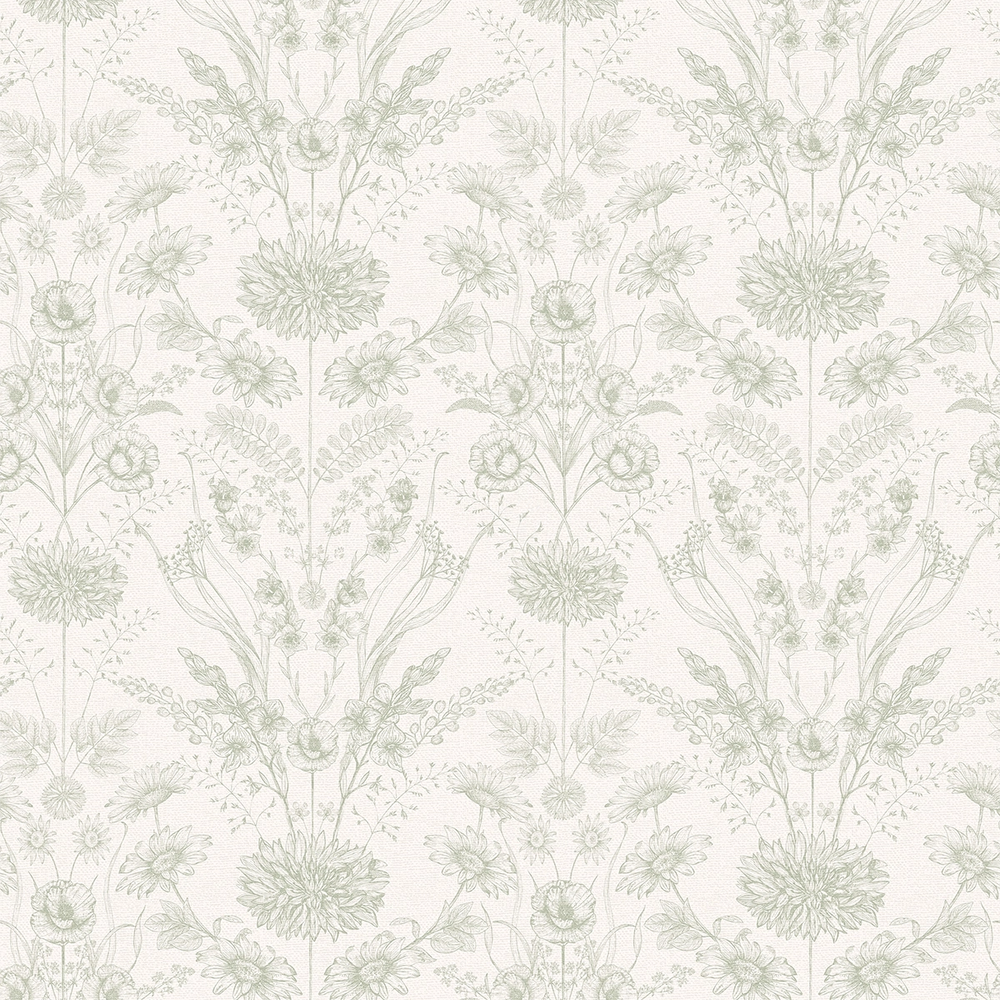 Grace Wallpaper in Sage on Windsor Cream