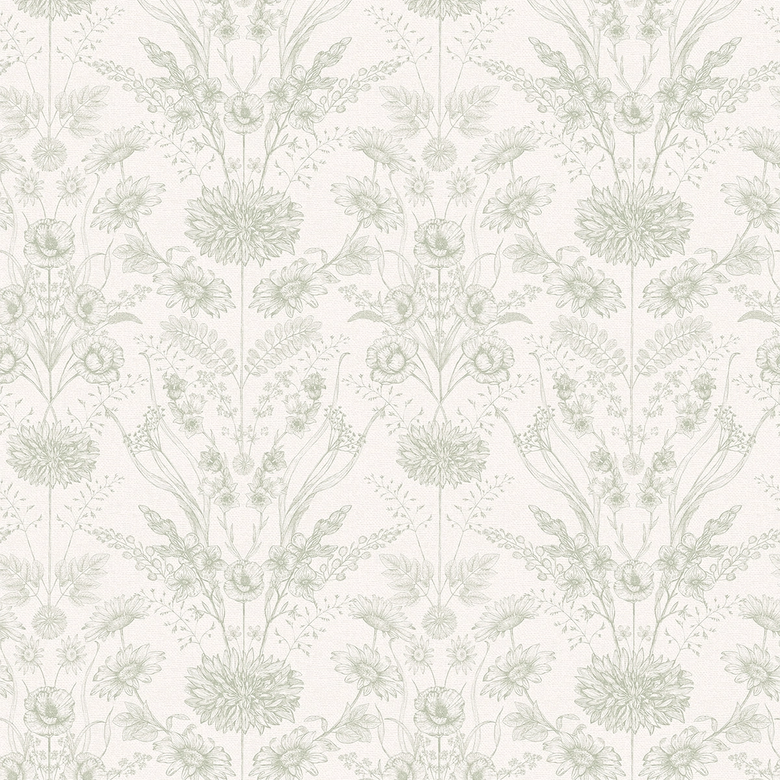 Grace Wallpaper in Sage on Windsor Cream