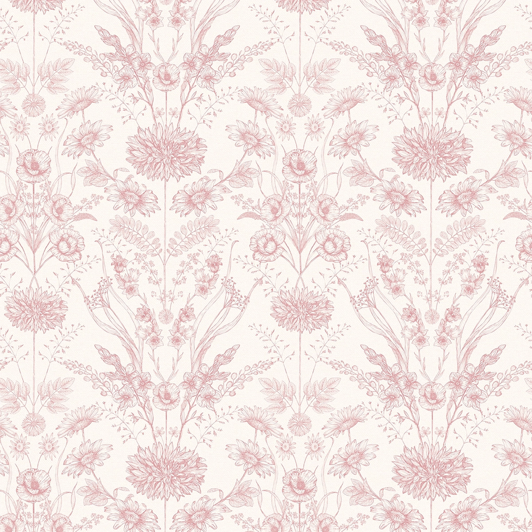 Grace Wallpaper in Dusky Pink on Cream