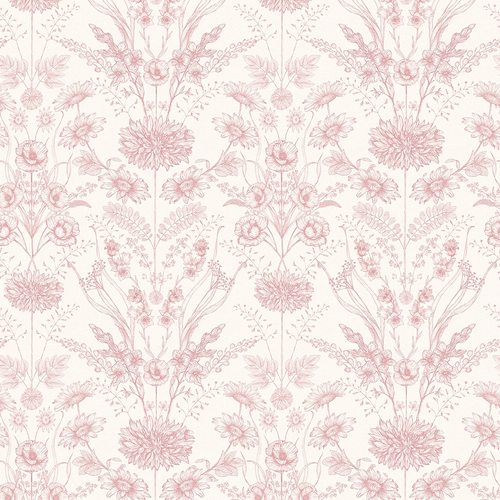 Grace Wallpaper in Dusky Pink on Cream