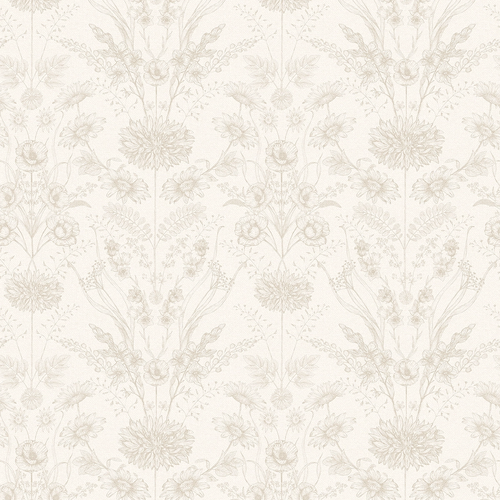 Grace Wallpaper in Stone on Windsor Cream