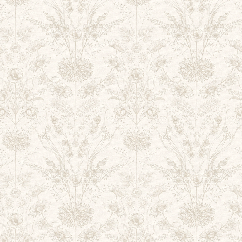Grace Wallpaper in Stone on Windsor Cream
