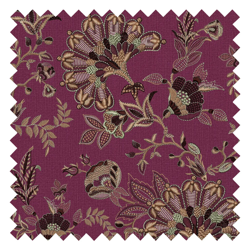 Grand Embroidery Fabric in Burgundy