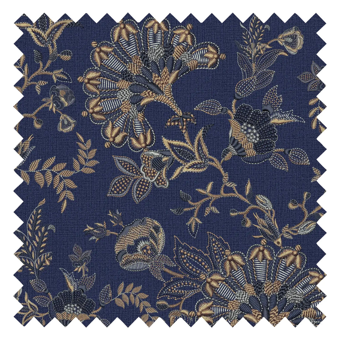 Grand Embroidery Fabric in Navy
