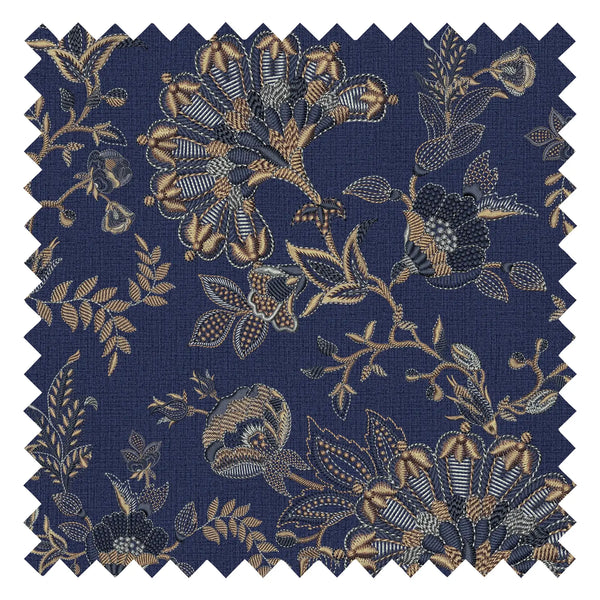 Grand Embroidery Fabric in Navy