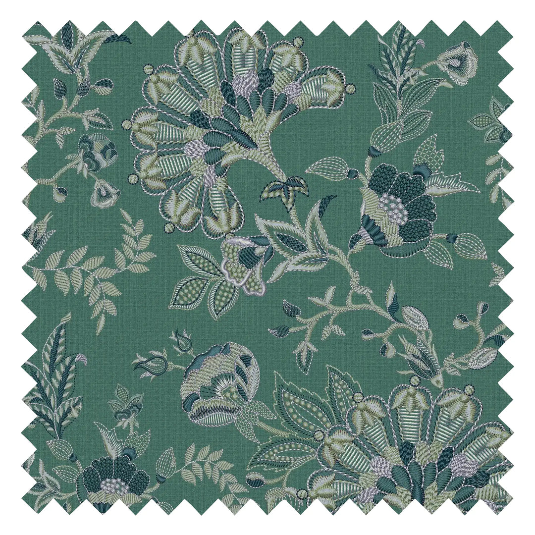 Grand Embroidery Fabric in Soft Blue and Teal