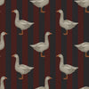 Sample of Guard Goose Wallpaper in Garnet and Oxford Blue (50cm x 50cm)