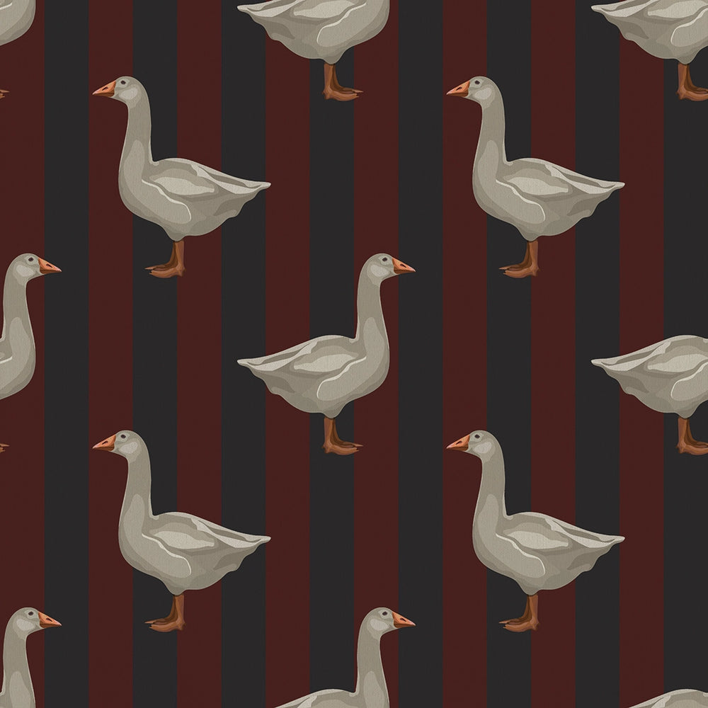 Guard Goose Wallpaper in Garnet and Oxford Blue