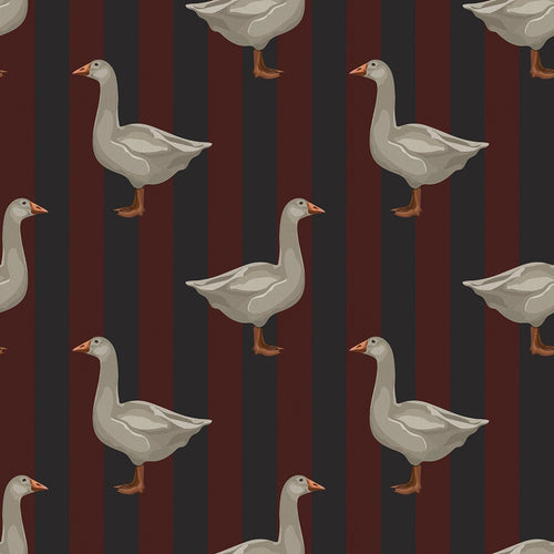 Guard Goose Wallpaper in Garnet and Oxford Blue