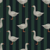 Guard Goose Wallpaper in Oxford Blue and Pine Green