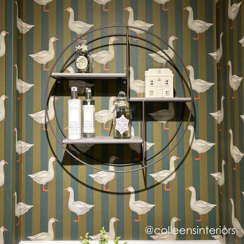 Guard Goose Wallpaper in Gentleman Green and Pine Green