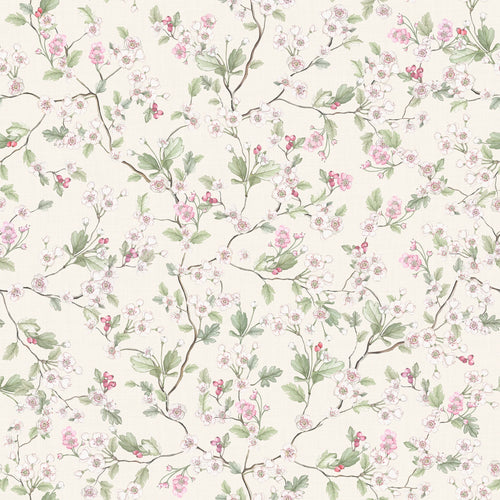 Hawthorn Blossom Wallpaper in Cream