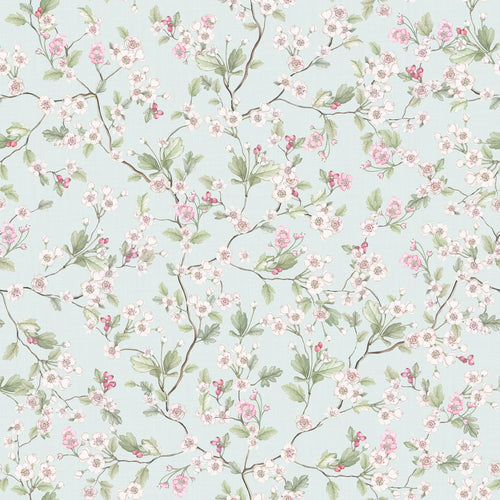 Sample of Hawthorn Blossom Wallpaper in Duck Egg