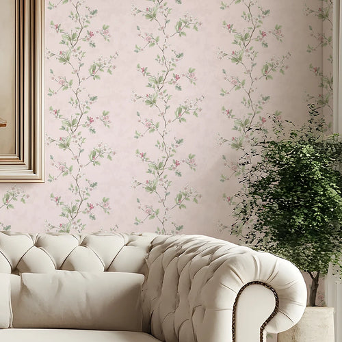 Hawthorn Stripe Wallpaper in Soft Pink