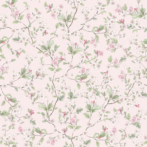 Hawthorn Blossom Wallpaper in Soft Pink