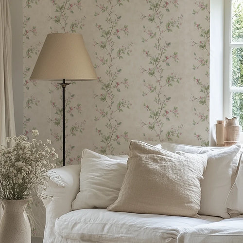 Hawthorn Stripe Wallpaper in Cream