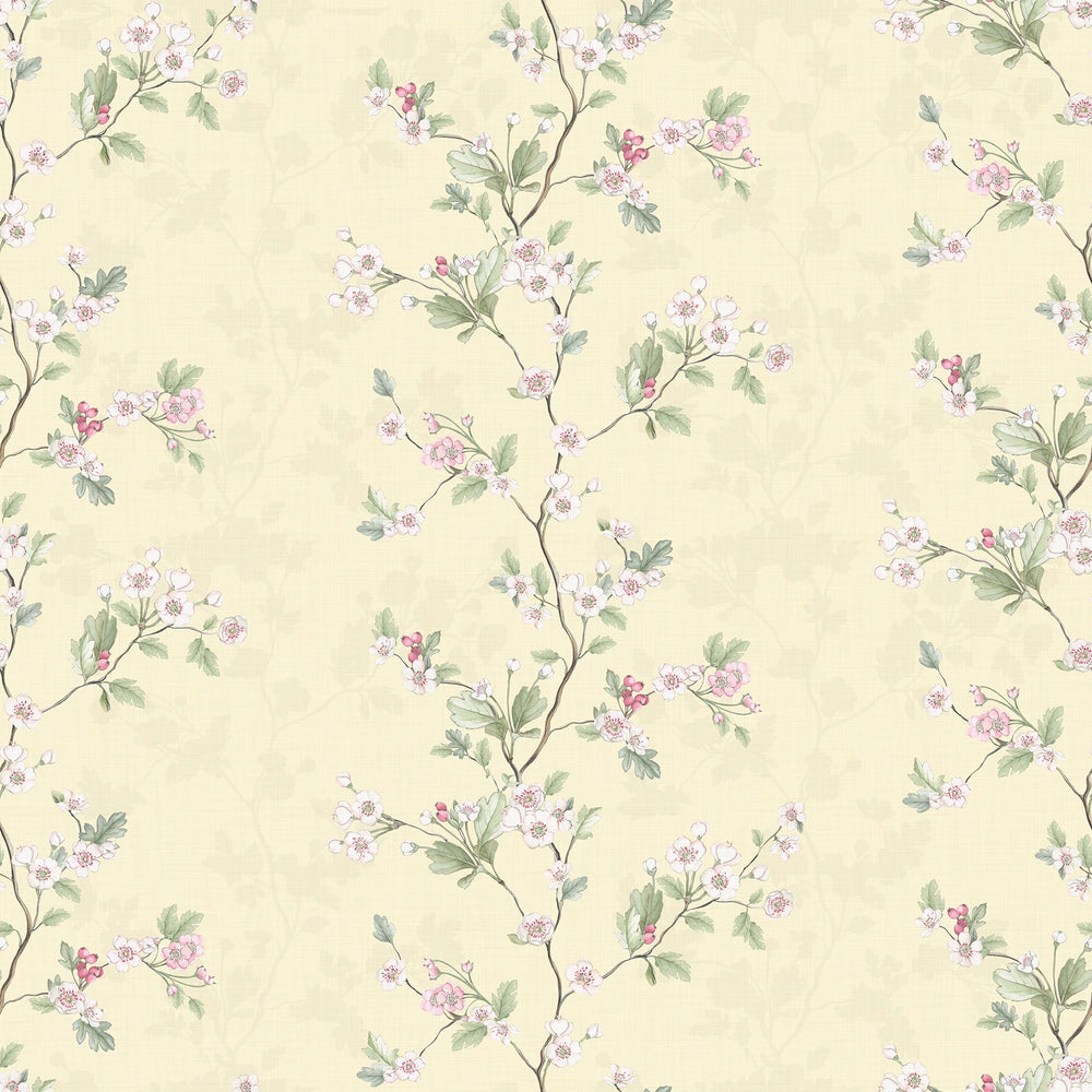 Hawthorn Stripe Wallpaper in Lemon