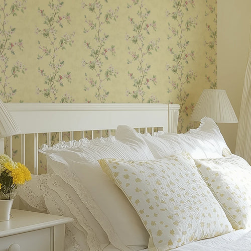 Hawthorn Stripe Wallpaper in Lemon