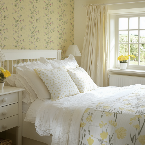 Hawthorn Stripe Wallpaper in Lemon