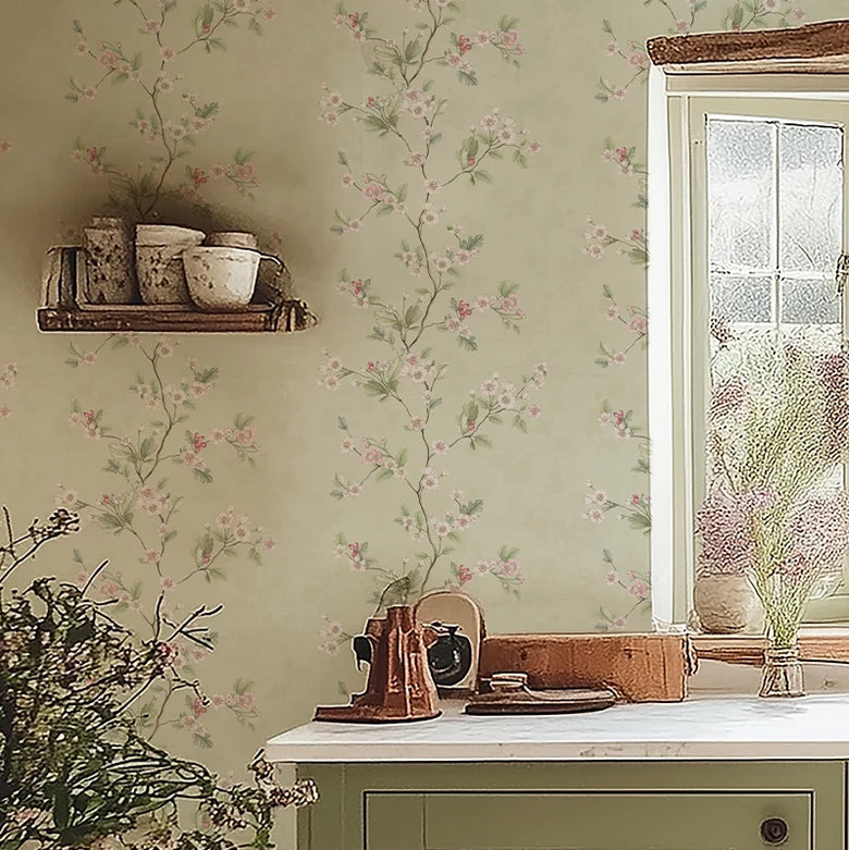 Hawthorn Stripe Wallpaper in Sage