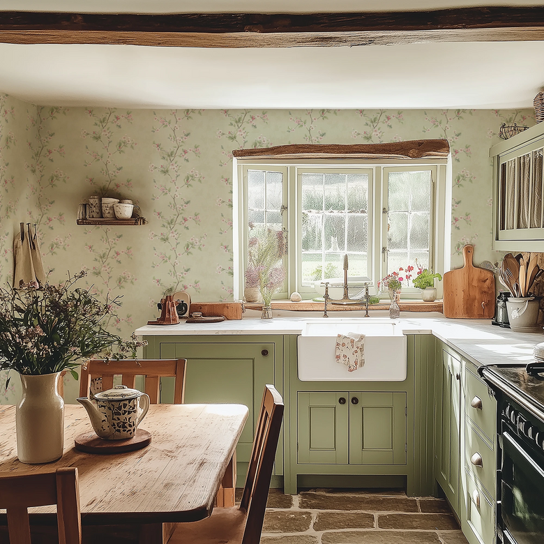 Hawthorn Stripe Wallpaper in Sage