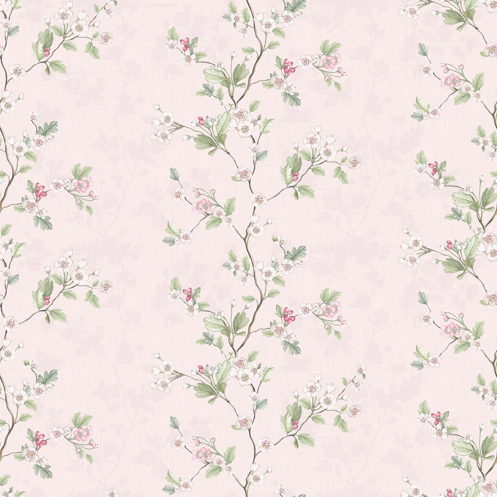 Hawthorn Stripe Wallpaper in Soft Pink