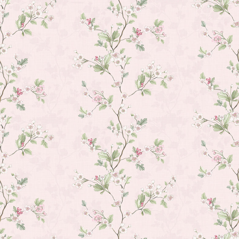 Hawthorn Stripe Wallpaper in Soft Pink