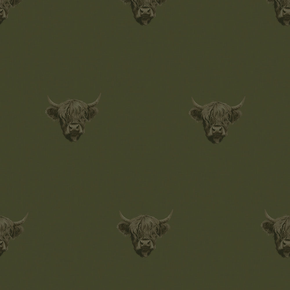 Heilan Coo Wallpaper in Gentleman Green