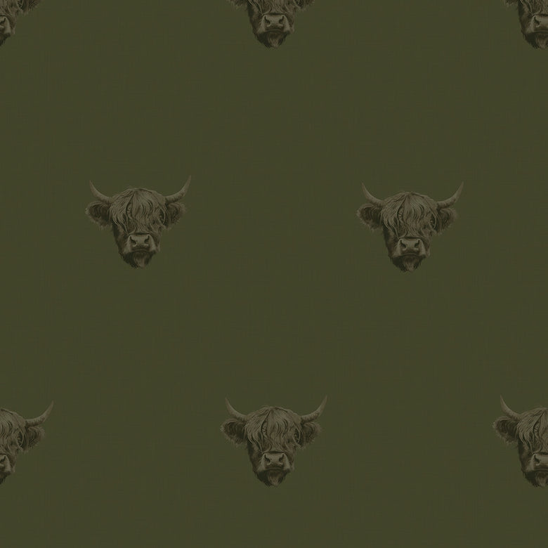 Heilan Coo Wallpaper in Gentleman Green