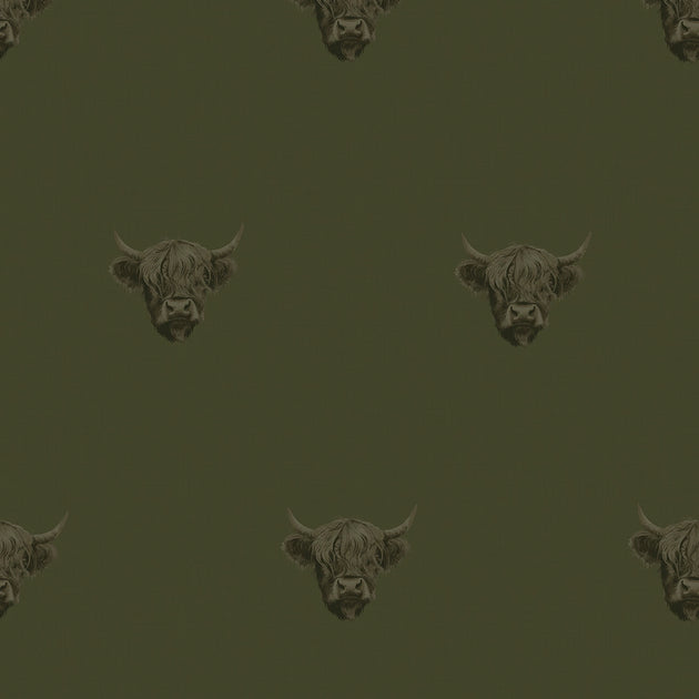 Heilan Coo Wallpaper in Gentleman Green