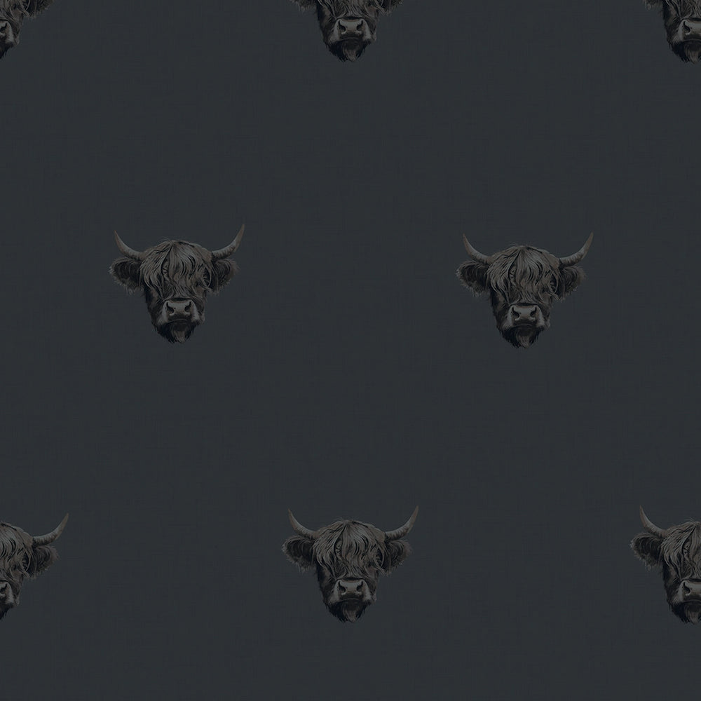 Heilan Coo Wallpaper in Oxford Blue