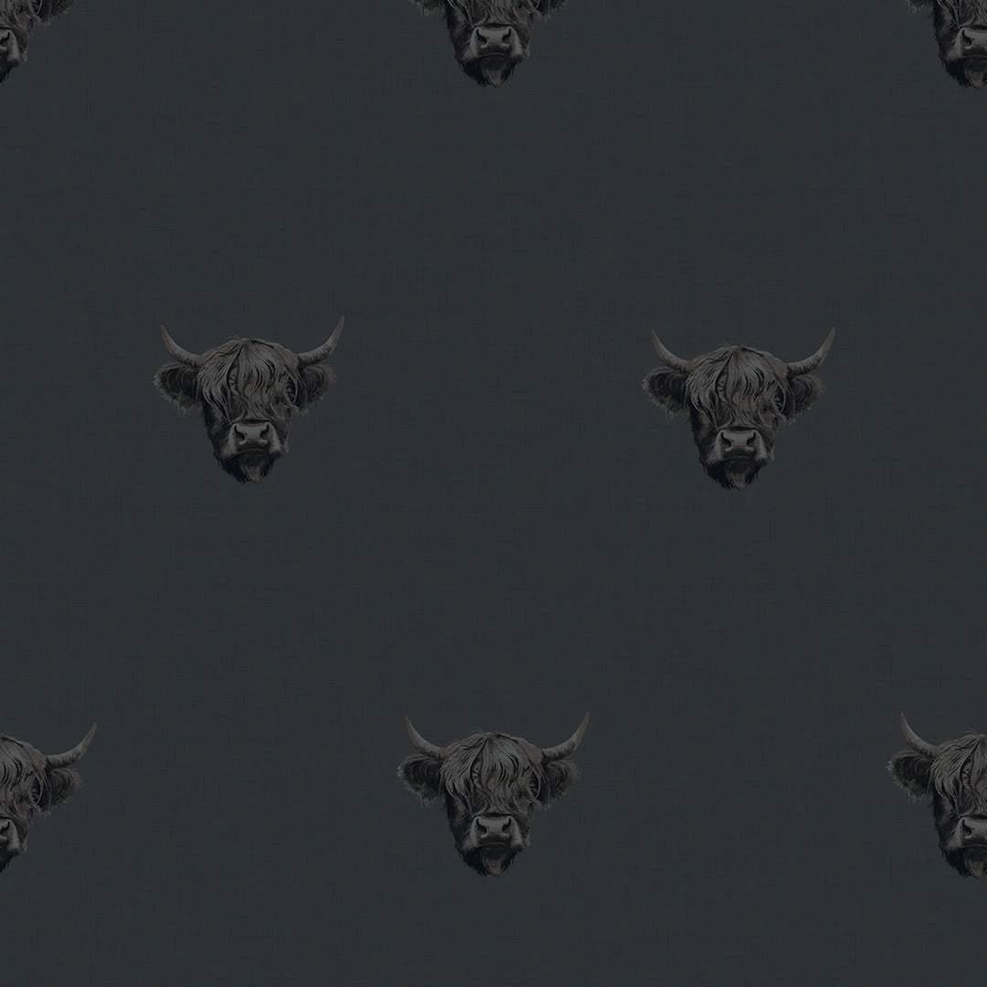 Heilan Coo Wallpaper in Oxford Blue
