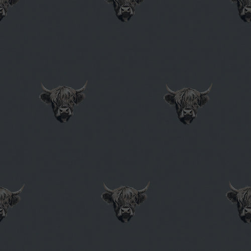 Heilan Coo Wallpaper in Oxford Blue