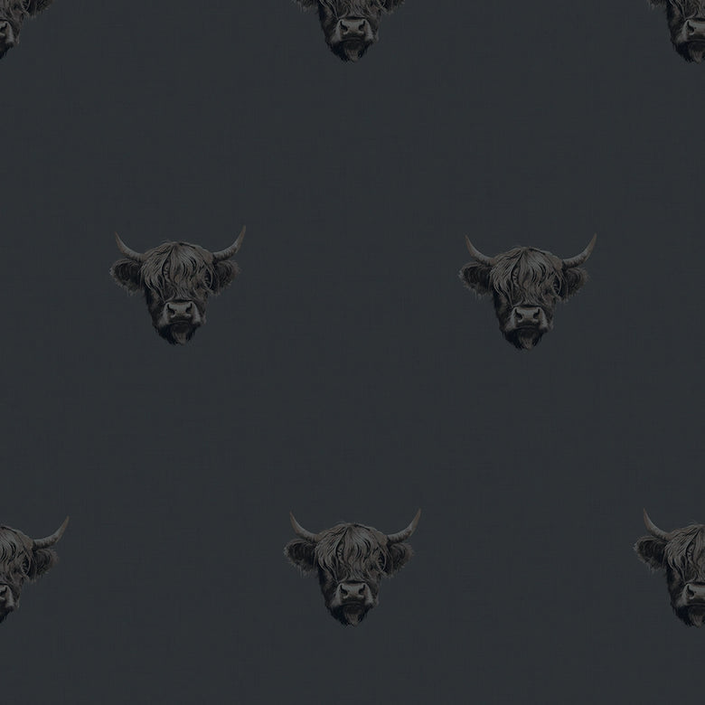 Heilan Coo Wallpaper in Oxford Blue