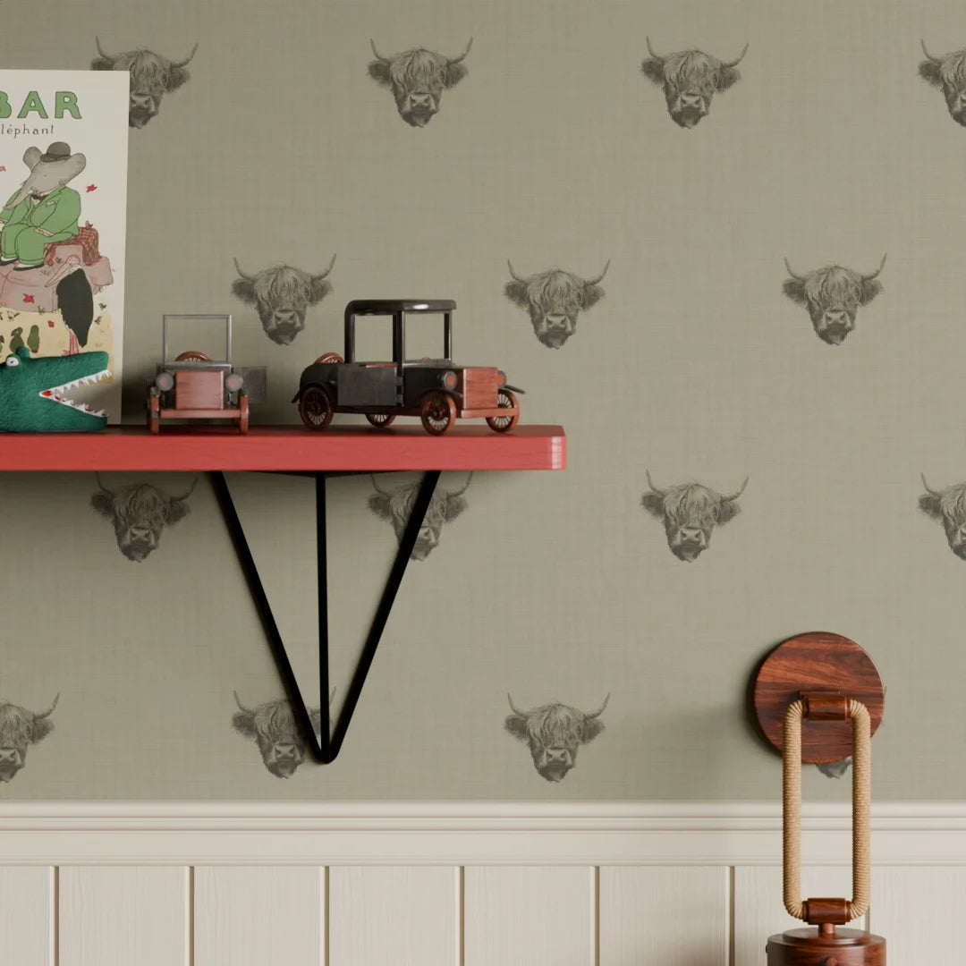 Heilan Coo Wallpaper in Warm Grey