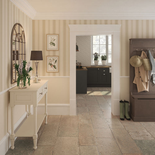 Heritage Stripe Wallpaper in Vintage Cream and Stone