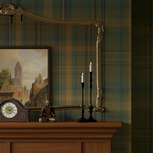 Heritage Tartan Wallpaper in Gentleman Green and Mustard