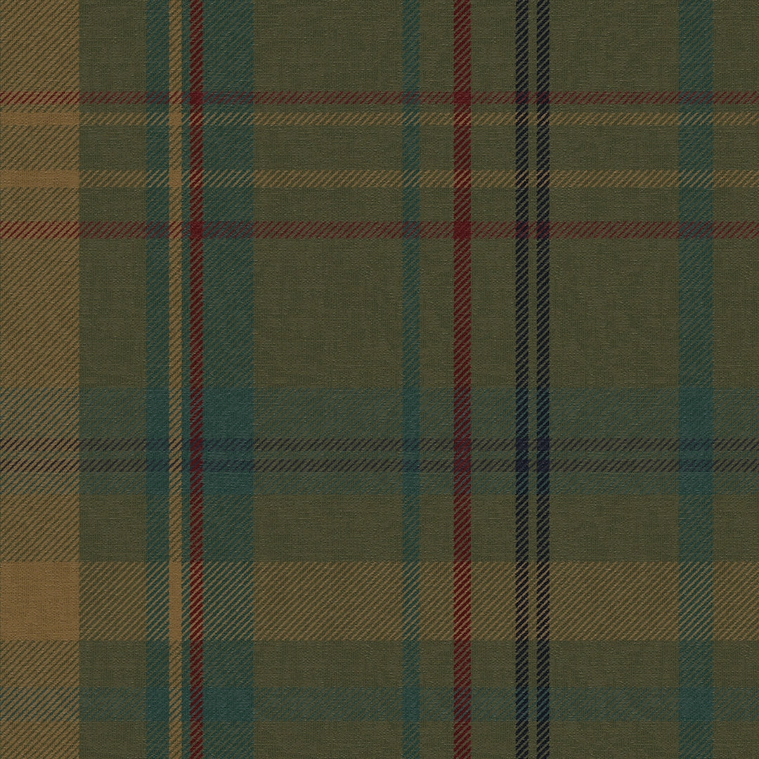 Sample of Heritage Tartan Wallpaper in Gentleman Green and Mustard