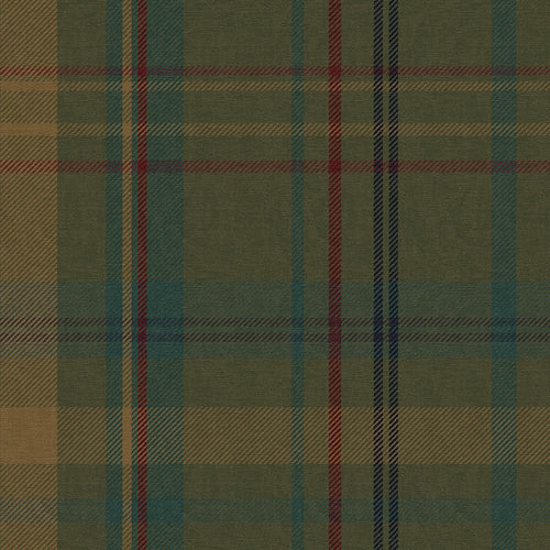 Sample of Heritage Tartan Wallpaper in Gentleman Green and Mustard
