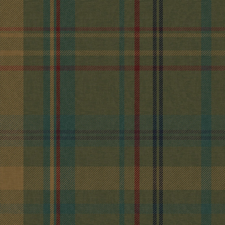 Heritage Tartan Wallpaper in Gentleman Green and Mustard