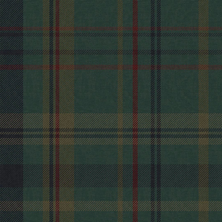 Heritage Tartan Wallpaper in Pine Green and Oxford Blue