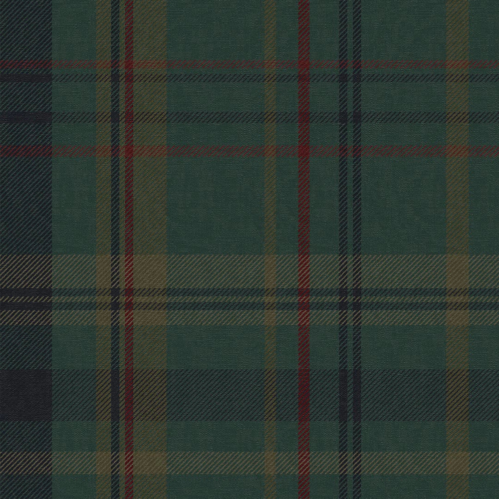Heritage Tartan Wallpaper in Pine Green and Oxford Blue